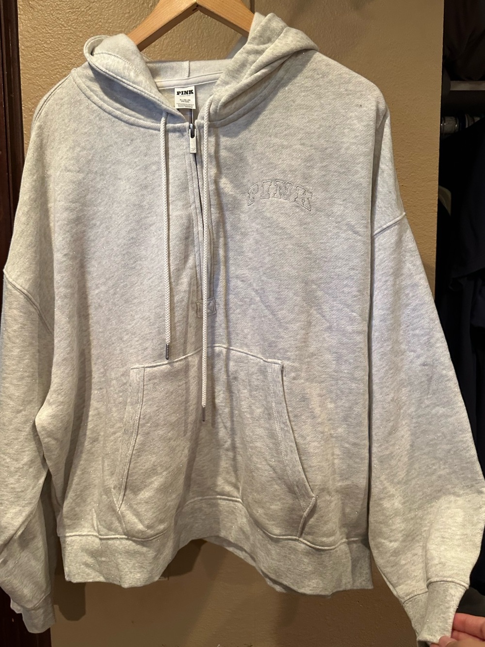 PINK Victoria's Secret Light Gray Full-Zip Hoodie